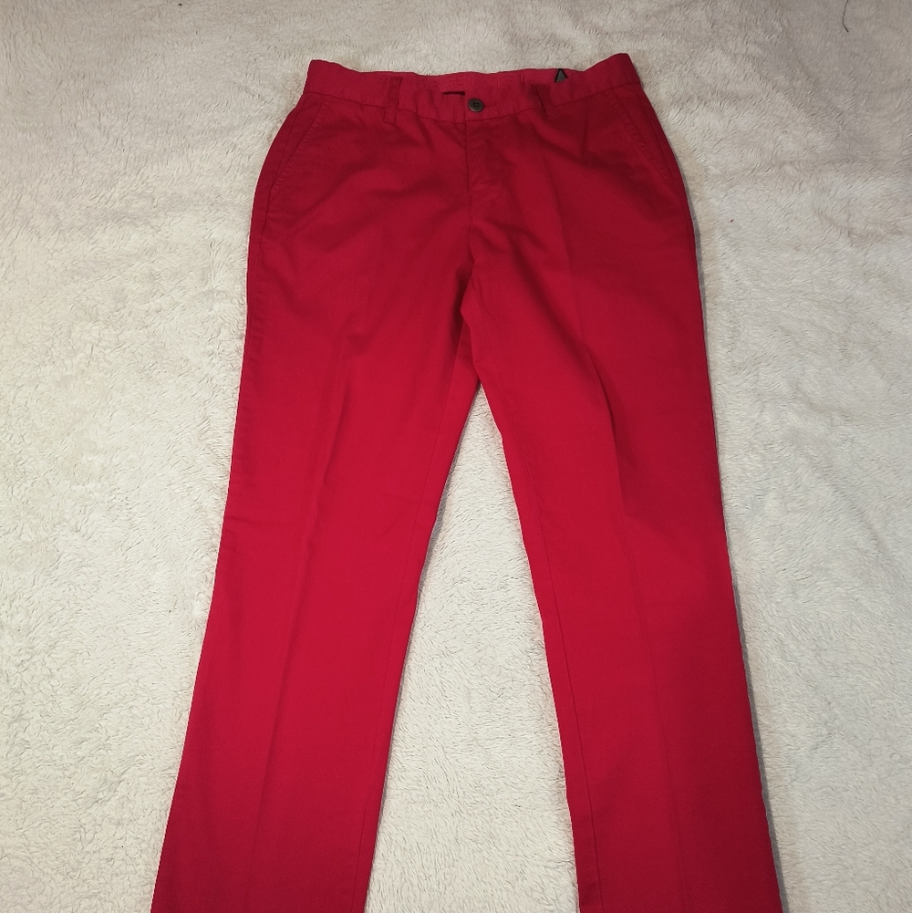 Paperbacks Men's Chino Pants Size 30x32 Red Stretch Cotton Slim Straight